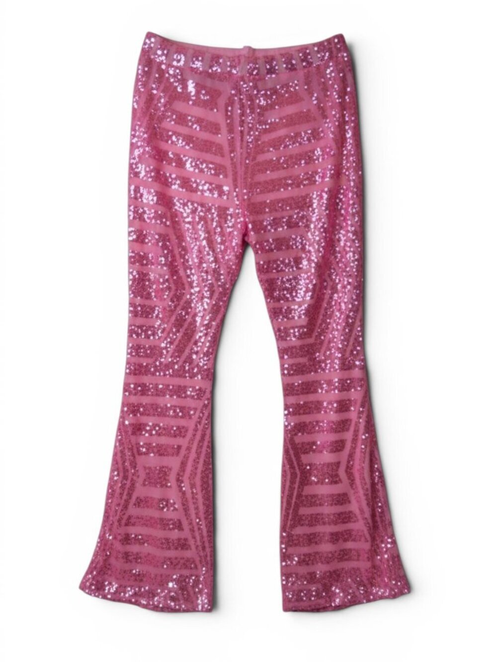 BLENCOT Sequin Wide Leg Palazzo Pants High Waist Flare Party Trousers L